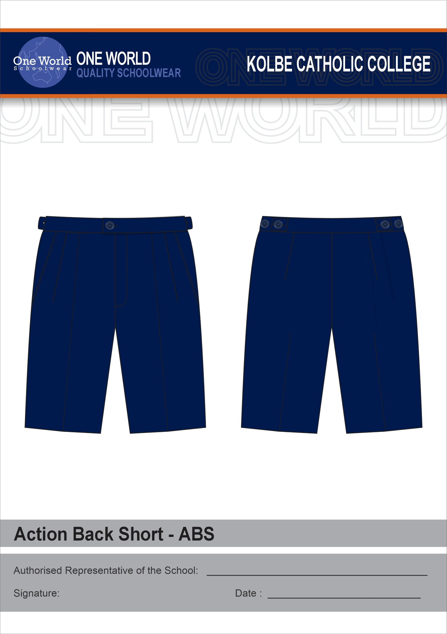 College Shorts Navy with adjustable tabs