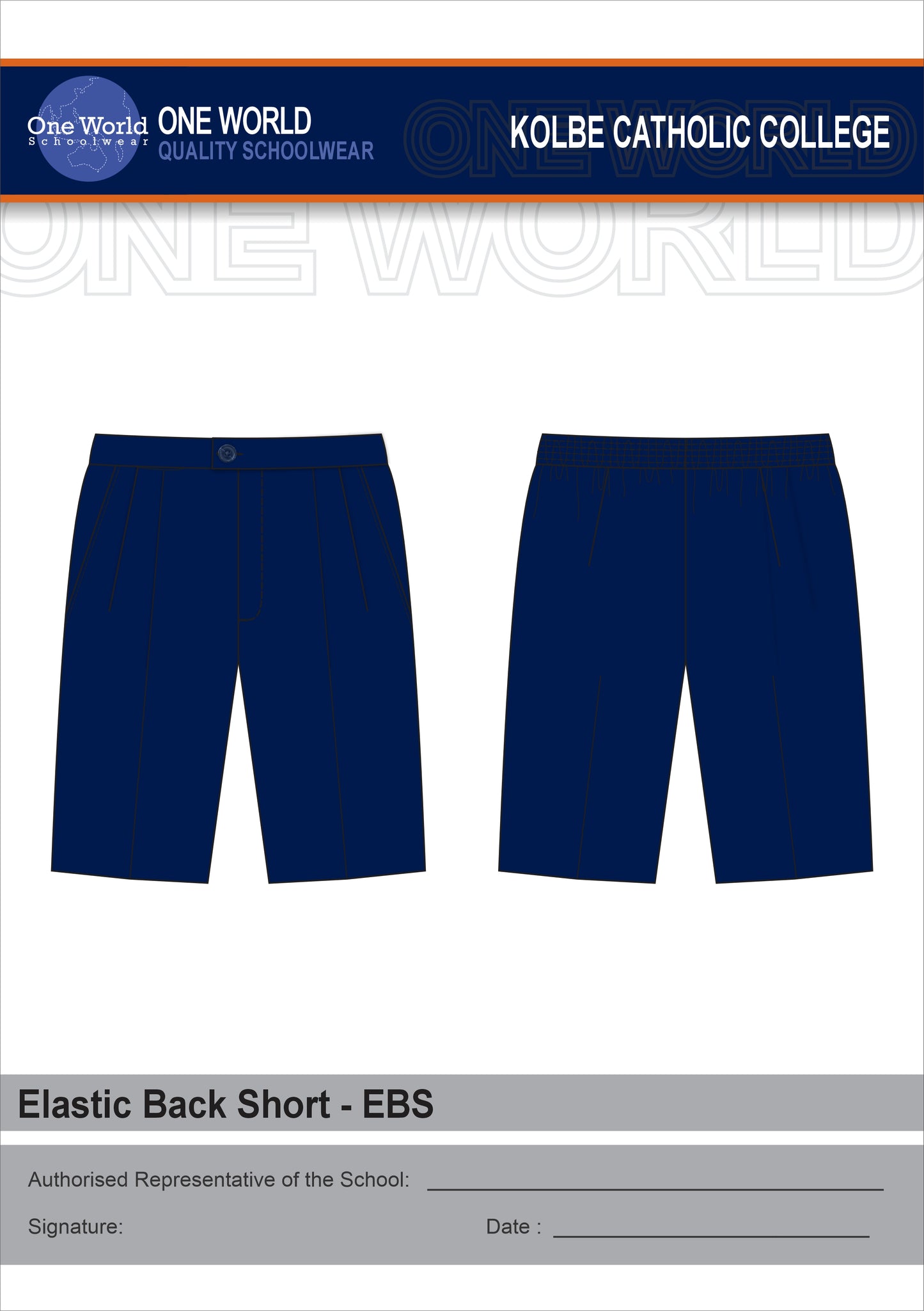 College Shorts - Navy Elastic Back