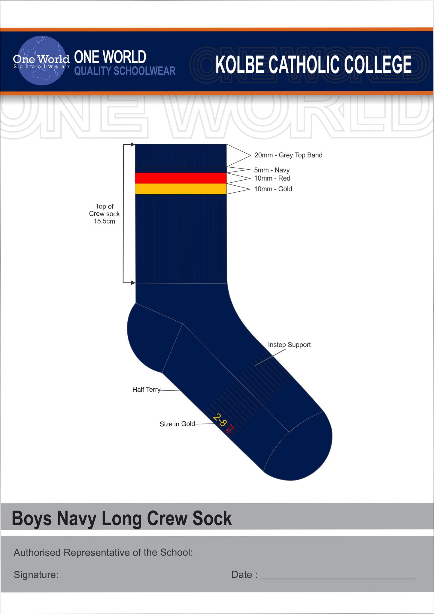 Sock - Navy College Sock